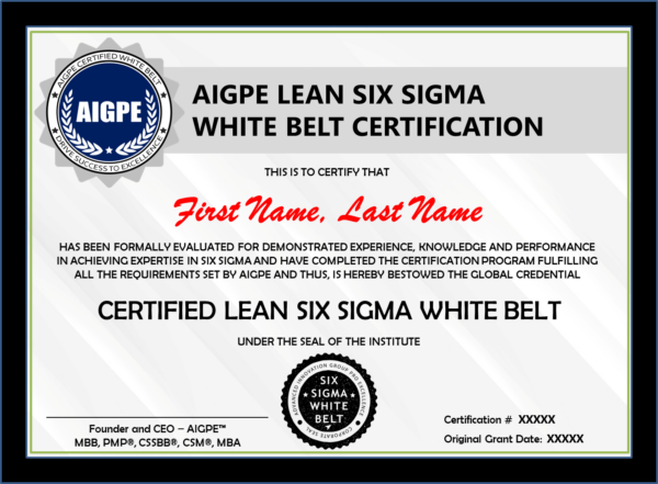 Six Sigma White Belt - Body of Knowledge - AIGPE