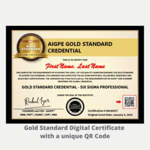 AIGPE Gold Standard Certificate