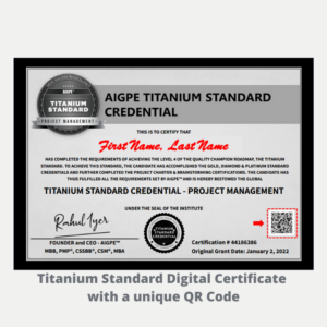 AIGPE Titanium Standard Certificate