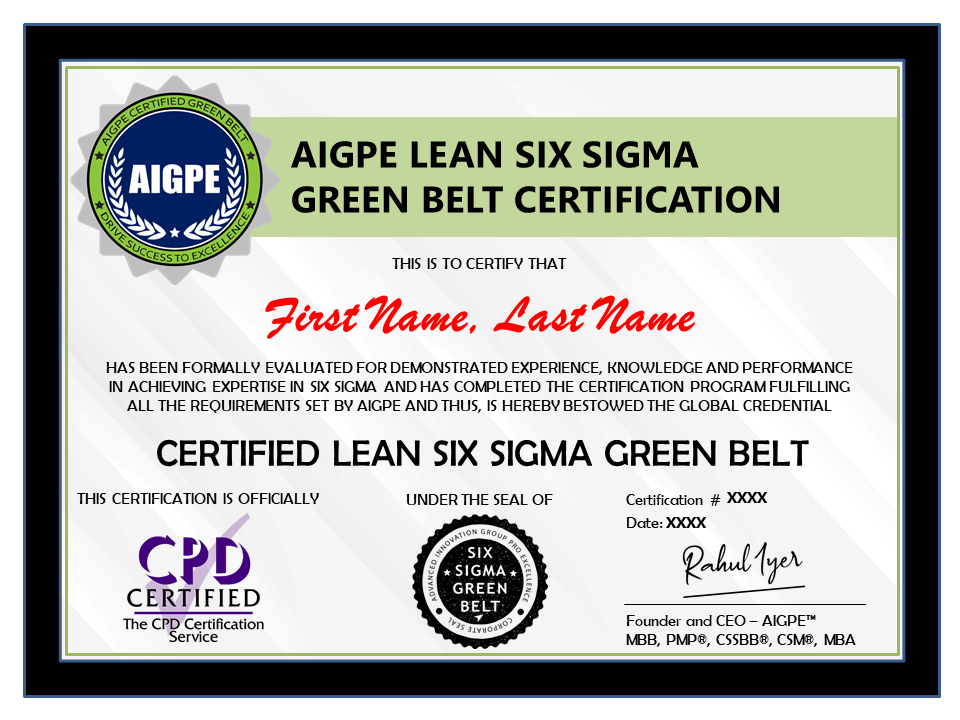 mout kwaad reputatie Green Belt Certification - AIGPE